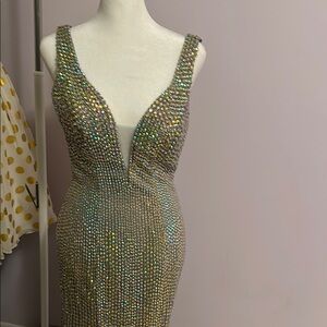 Elegant Silver Evening Gown